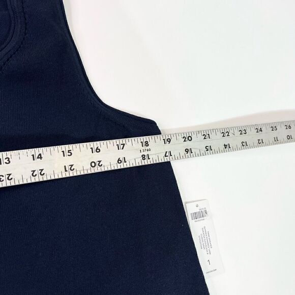 Chico's Tank Sweater Women's Navy Blue 1 Medium Romance Sleeveless Cotton NWT - Picture 5 of 9